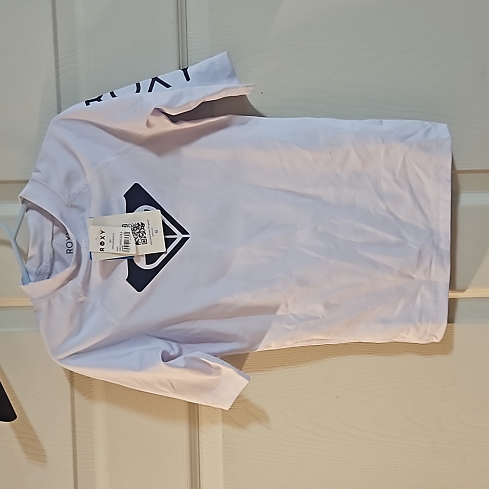 Roxy Girls’ Whole Hearted Short Sleeve Rashguard: WHITE: NEW WITH TAGS: SZ S (8)